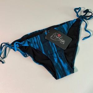 NWT Bikini bottom blue black waterfall pattern size Xlarge